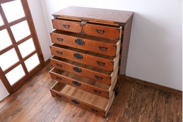 中古　木目の美しい民芸衣装箪笥