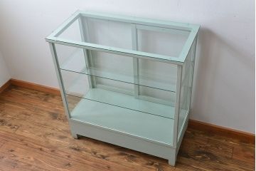 アンティーク家具　アンティーク 引き出し付きペイントガラスケース(ショーケース)