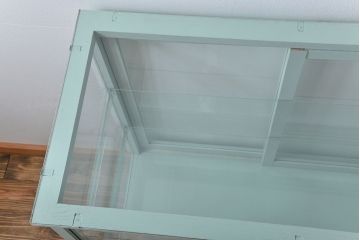 アンティーク家具　アンティーク 引き出し付きペイントガラスケース(ショーケース)