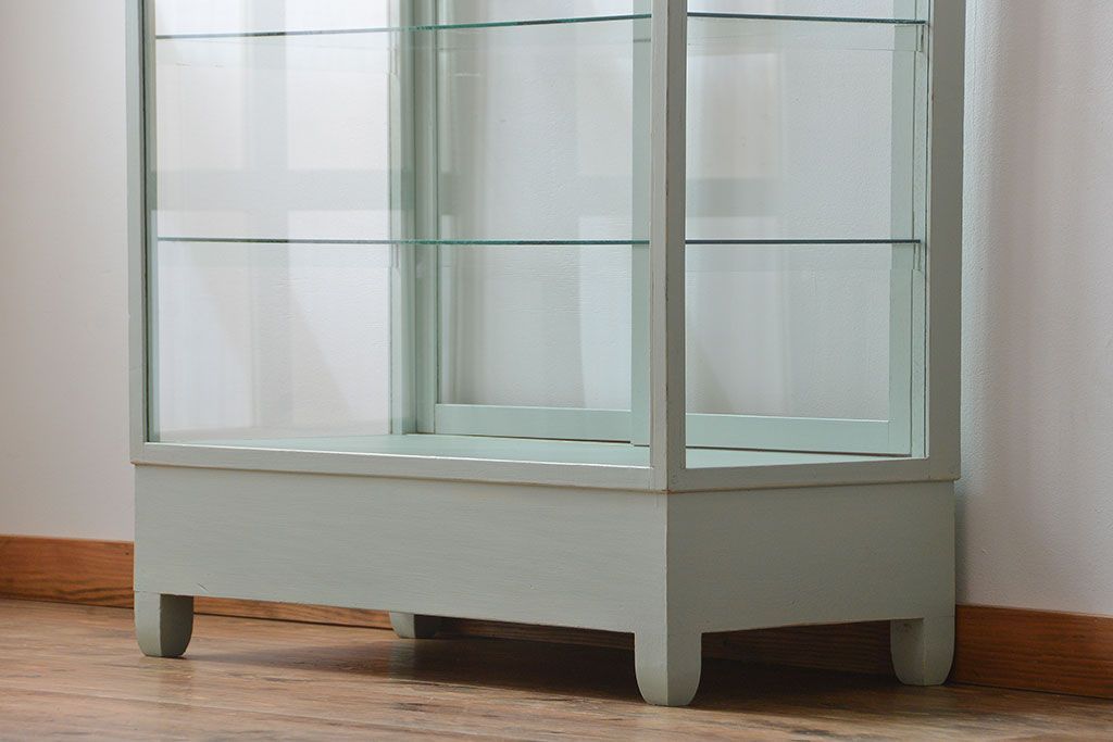 アンティーク家具　アンティーク 引き出し付きペイントガラスケース(ショーケース)