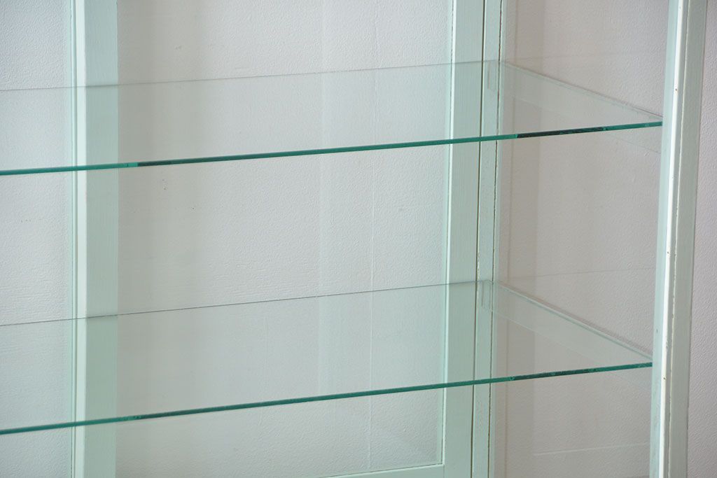 アンティーク家具　アンティーク 引き出し付きペイントガラスケース(ショーケース)