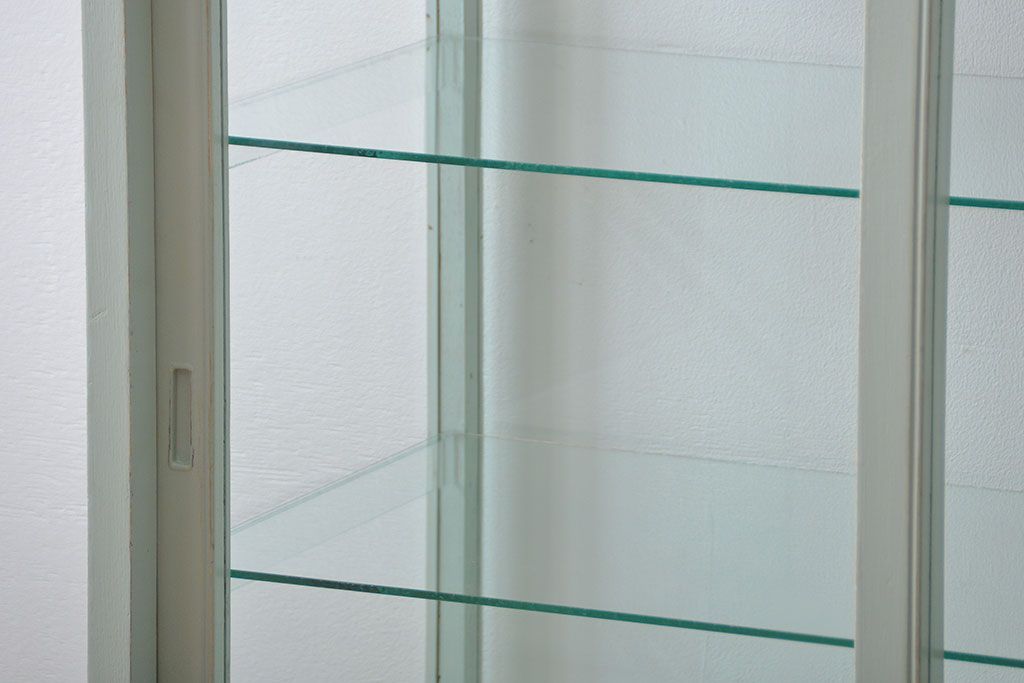 アンティーク家具　アンティーク 引き出し付きペイントガラスケース(ショーケース)