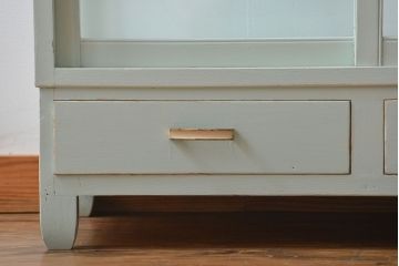 アンティーク家具　アンティーク 引き出し付きペイントガラスケース(ショーケース)