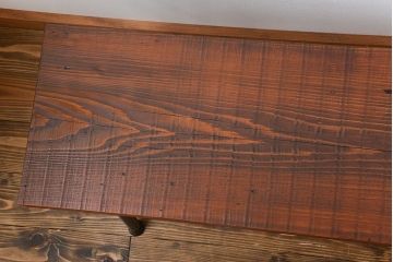 レトロ家具　昭和レトロ 天板一枚板　古材を使った鉄脚ベンチ(1)