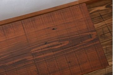 レトロ家具　昭和レトロ 天板一枚板　古材を使った鉄脚ベンチ(1)