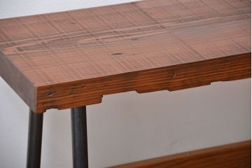 レトロ家具　昭和レトロ 天板一枚板　古材を使った鉄脚ベンチ(1)