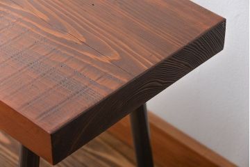 レトロ家具　昭和レトロ 天板一枚板　古材を使った鉄脚ベンチ(2)