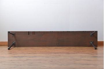 レトロ家具　昭和レトロ 天板一枚板　古材を使った鉄脚ベンチ(2)