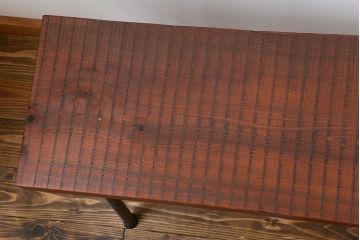 レトロ家具　昭和レトロ　天板一枚板　古材を使った鉄脚ベンチ(3)