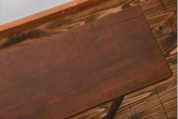レトロ家具　昭和レトロ　天板一枚板　古材を使った鉄脚ベンチ(4)