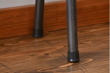 レトロ家具　昭和レトロ　天板一枚板　古材を使った鉄脚ベンチ(4)