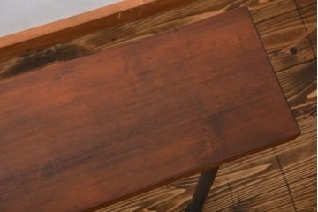 レトロ家具　 昭和レトロ　天板一枚板　古材を使った鉄脚ベンチ(5)
