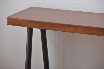 レトロ家具　 昭和レトロ　天板一枚板　古材を使った鉄脚ベンチ(5)