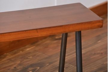 レトロ家具　 昭和レトロ　天板一枚板　古材を使った鉄脚ベンチ(5)