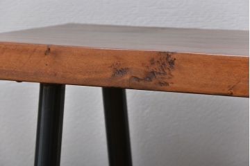 レトロ家具　 昭和レトロ　天板一枚板　古材を使った鉄脚ベンチ(5)
