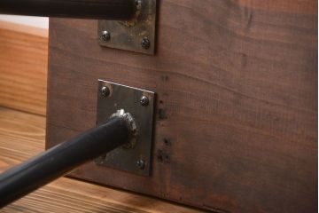 レトロ家具　 昭和レトロ　天板一枚板　古材を使った鉄脚ベンチ(5)