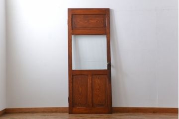 昭和レトロ　総タモ材!気泡ガラス入りアンティークドア