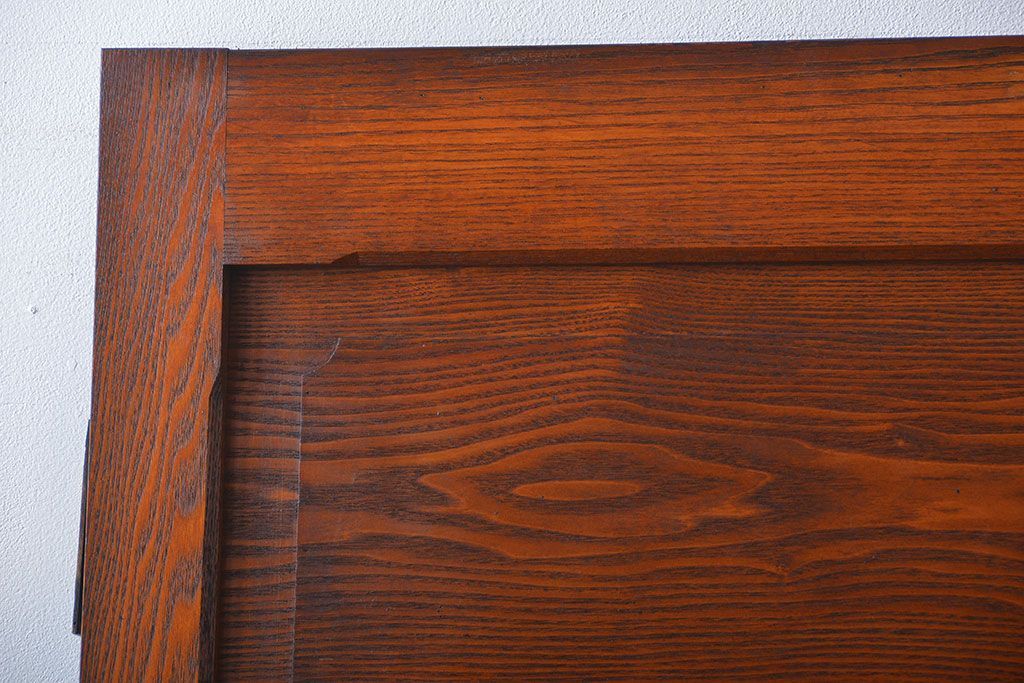 昭和レトロ　総タモ材!気泡ガラス入りアンティークドア