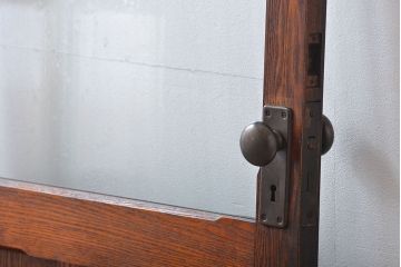 昭和レトロ　総タモ材!気泡ガラス入りアンティークドア