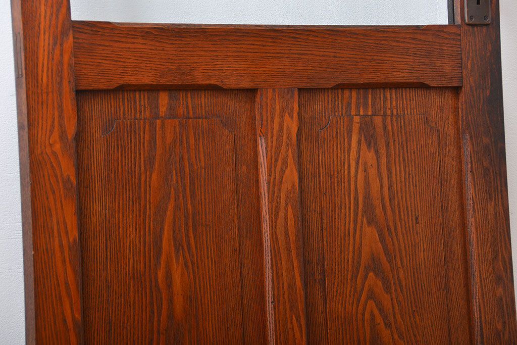 昭和レトロ　総タモ材!気泡ガラス入りアンティークドア