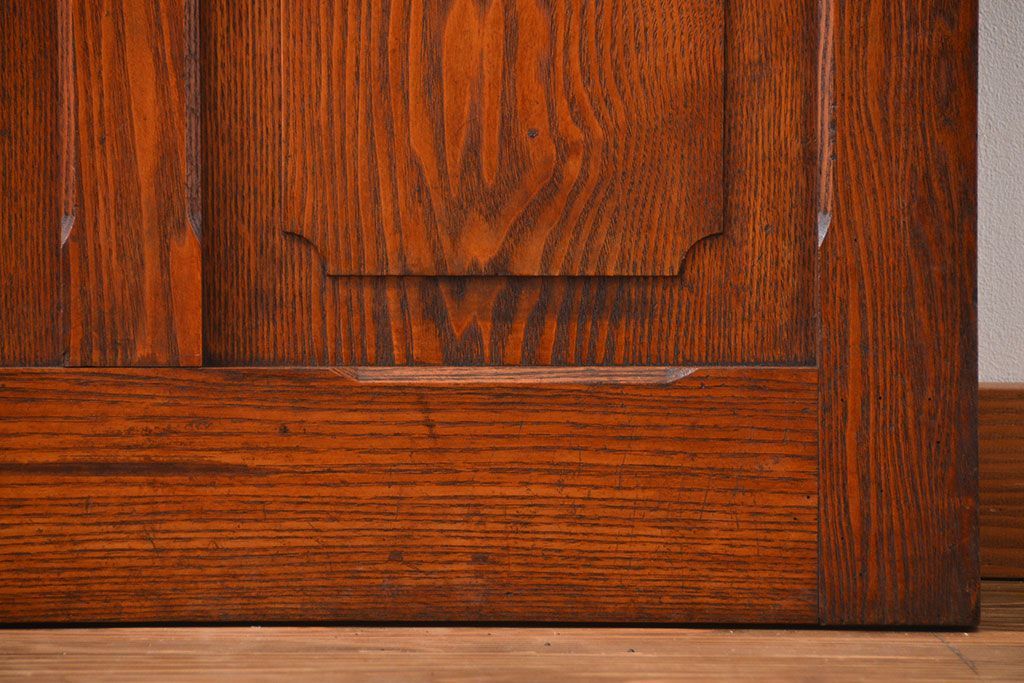 昭和レトロ　総タモ材!気泡ガラス入りアンティークドア