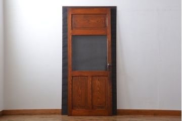 昭和レトロ　総タモ材!気泡ガラス入りアンティークドア