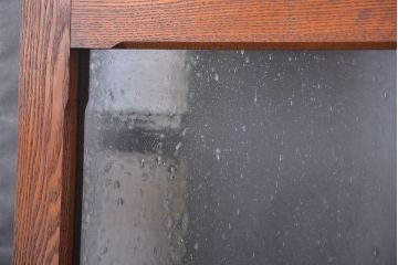 昭和レトロ　総タモ材!気泡ガラス入りアンティークドア