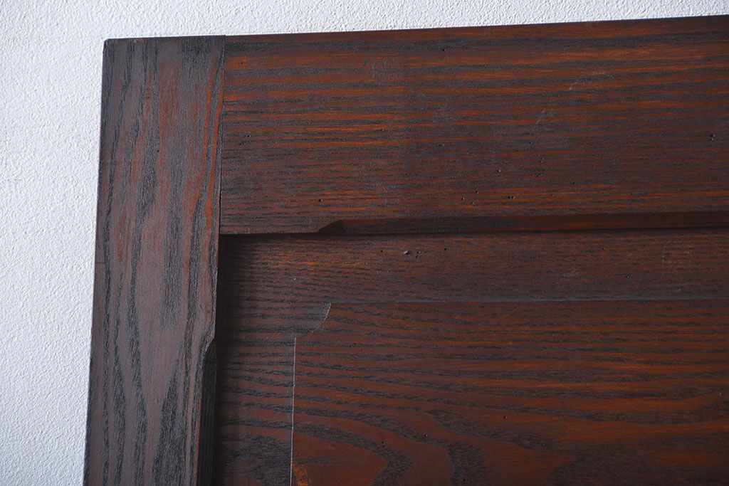 昭和レトロ　総タモ材!気泡ガラス入りアンティークドア