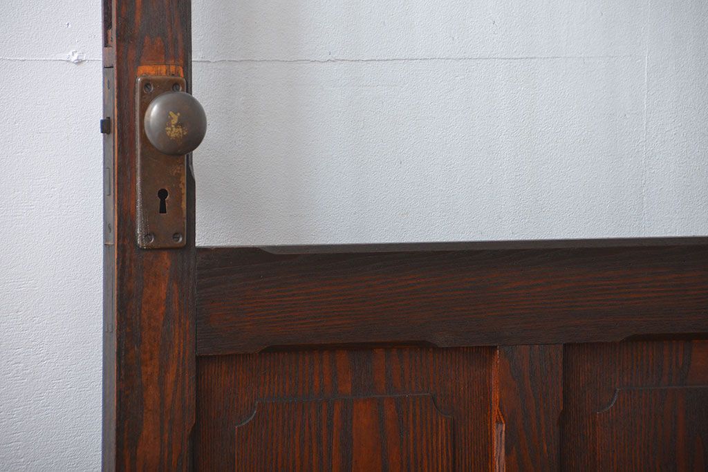 昭和レトロ　総タモ材!気泡ガラス入りアンティークドア