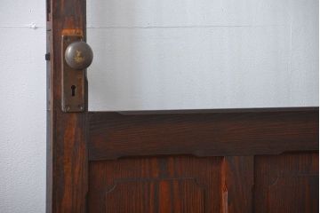 昭和レトロ　総タモ材!気泡ガラス入りアンティークドア