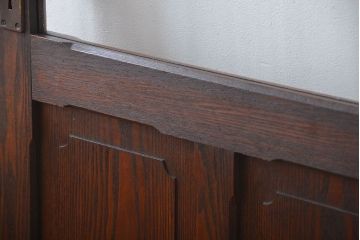 昭和レトロ　総タモ材!気泡ガラス入りアンティークドア