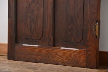 昭和レトロ　総タモ材!気泡ガラス入りアンティークドア