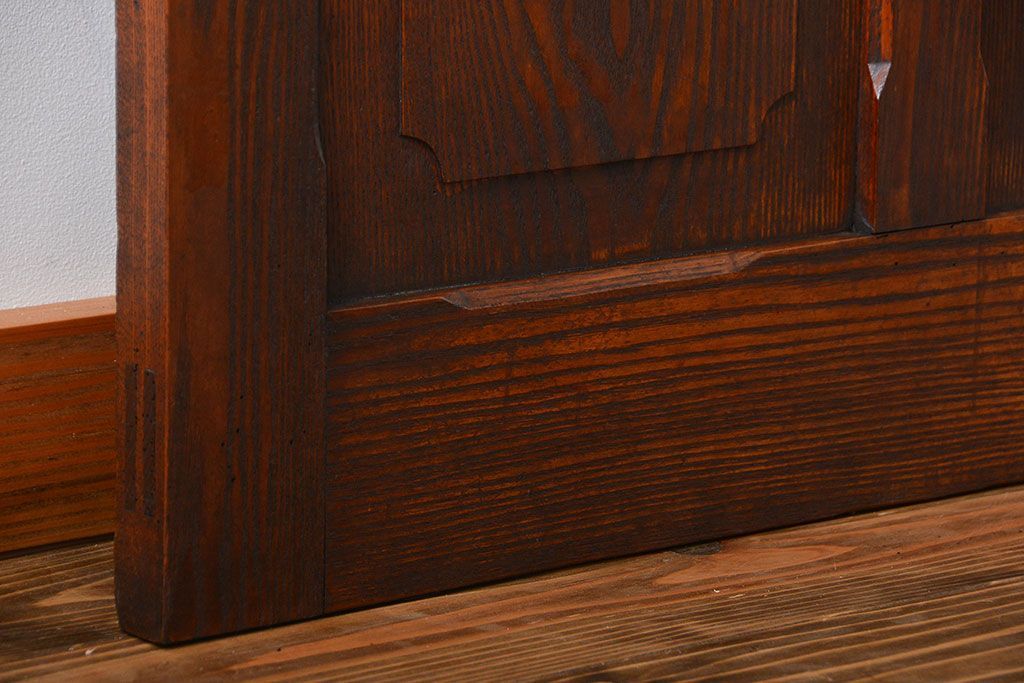 昭和レトロ　総タモ材!気泡ガラス入りアンティークドア