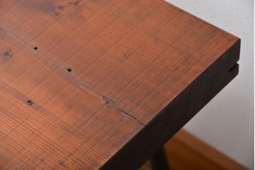 レトロ家具　昭和レトロ 天板一枚板!鉄脚ベンチ(2)