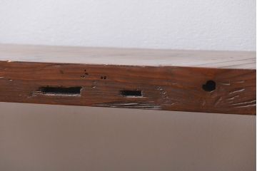 レトロ家具　昭和レトロ 天板一枚板!鉄脚ベンチ(2)