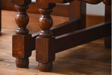 アンティーク家具　イギリスアンティーク 豪華絢爛!オーク材　彫刻の美しいダイニングチェア2脚セット(1)