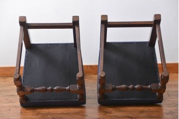 アンティーク家具　イギリスアンティーク 豪華絢爛!オーク材　彫刻の美しいダイニングチェア2脚セット(1)