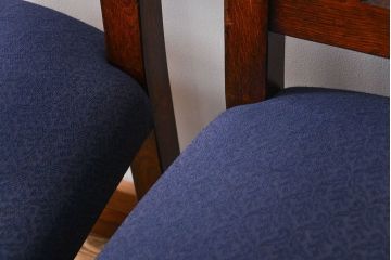 アンティーク家具　イギリスアンティーク 豪華絢爛!オーク材　彫刻の美しいダイニングチェア2脚セット(2)