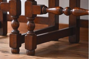 アンティーク家具　イギリスアンティーク 豪華絢爛!オーク材　彫刻の美しいダイニングチェア2脚セット(2)