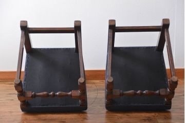 アンティーク家具　イギリスアンティーク 豪華絢爛!オーク材　彫刻の美しいダイニングチェア2脚セット(2)