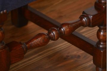 アンティーク家具　イギリスアンティーク 豪華絢爛!オーク材　彫刻の美しいダイニングチェア2脚セット(3)