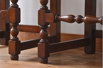 アンティーク家具　イギリスアンティーク 豪華絢爛!オーク材　彫刻の美しいダイニングチェア2脚セット(3)