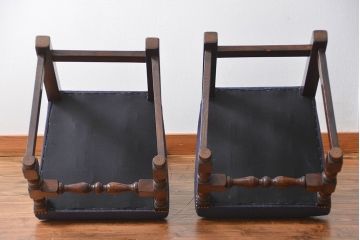 アンティーク家具　イギリスアンティーク 豪華絢爛!オーク材　彫刻の美しいダイニングチェア2脚セット(3)