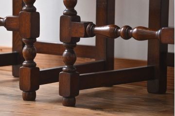 アンティーク家具　イギリスアンティーク 豪華絢爛!オーク材　彫刻の美しいダイニングチェア2脚セット(4)