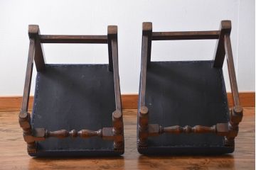 アンティーク家具　イギリスアンティーク 豪華絢爛!オーク材　彫刻の美しいダイニングチェア2脚セット(4)