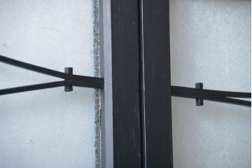 大正ロマン　艶消しブラックペイントの背の高いガラス戸4枚セット(引き戸)