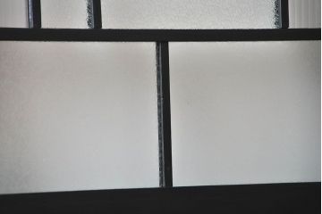 大正ロマン　艶消しブラックペイントの背の高いガラス戸4枚セット(引き戸)