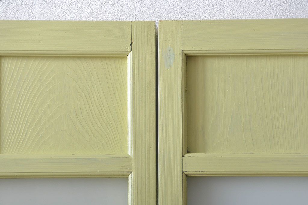 アンティーク 爽やかなカラーのガラス戸2枚セット(引き戸)