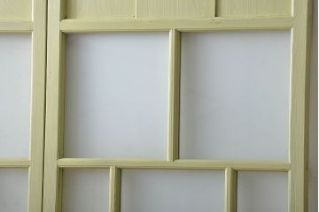 アンティーク 爽やかなカラーのガラス戸2枚セット(引き戸)