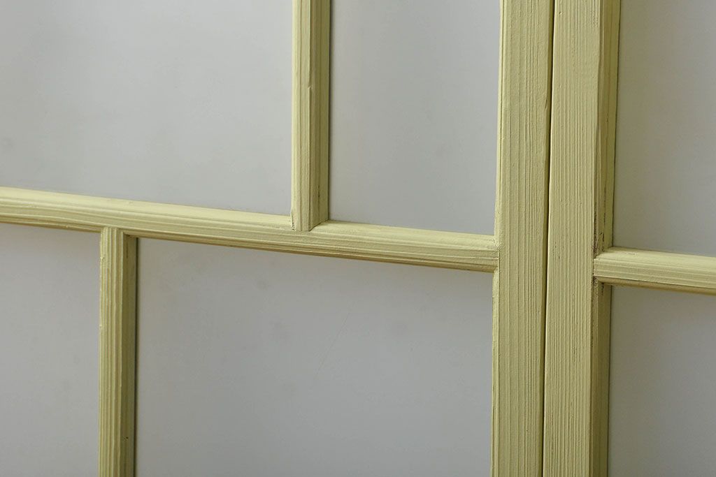 アンティーク 爽やかなカラーのガラス戸2枚セット(引き戸)